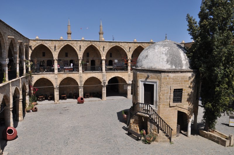 Büyük Han courtyard with Selimiye Mosque in the background