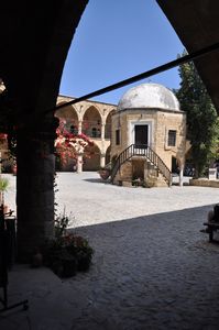 Inner courtyard of the Büyük Han with small chapel in the middle