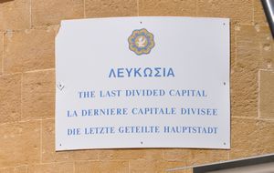 Lefkosia sign at the border crossing