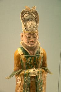 Polychrome-glazed pottery figurine of civil official