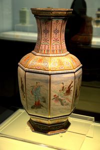 Vase with Fencai design of eight immortals