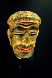 Painted and laquered mask of Chagna Dorje used for Cham dance