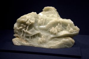 Model of a mountain with figures