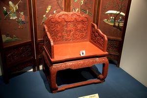 Throne chair with carved nine dragons design