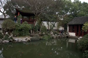 Pond with terrace and pavilion