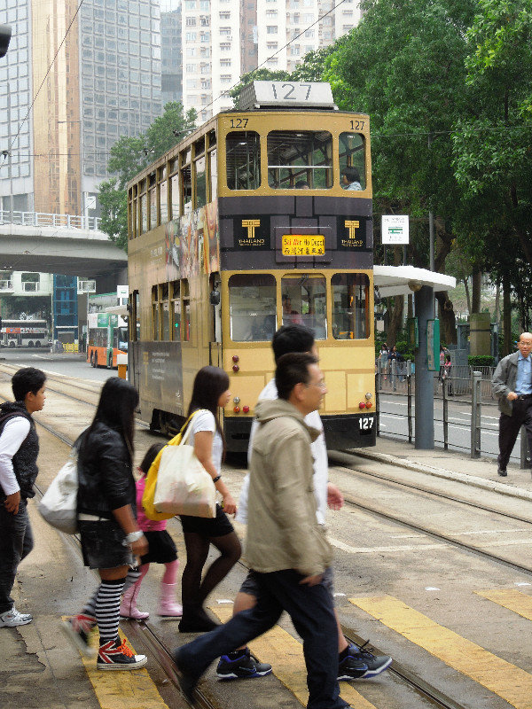 Tram in downtown HK island