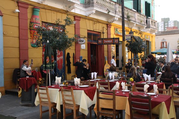 One of the cafes in La Boca with Tango dancers