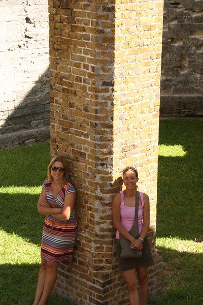 Me and Heather at the unfinished church in St Georges