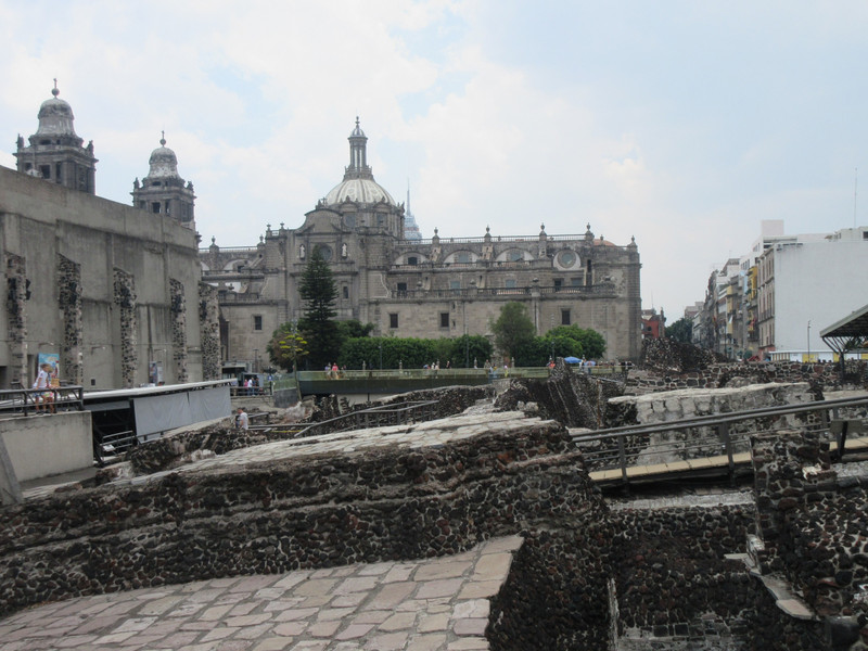 Mexico City Metropolitan Cathedral from the Templo Mayor