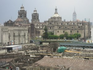 Mexico City Metropolitan Cathedral from the Templo Mayor