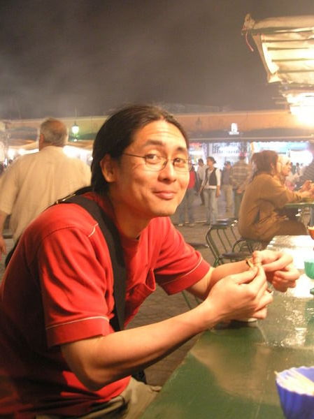 Clement at the Snail Stall in Djemaa el-Fna