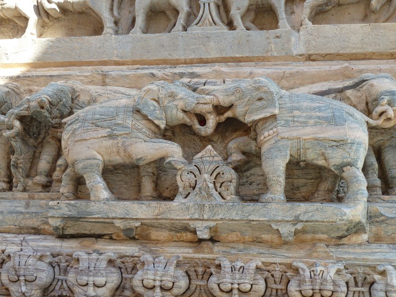Wrestling elephants at Jagdish Temple 
