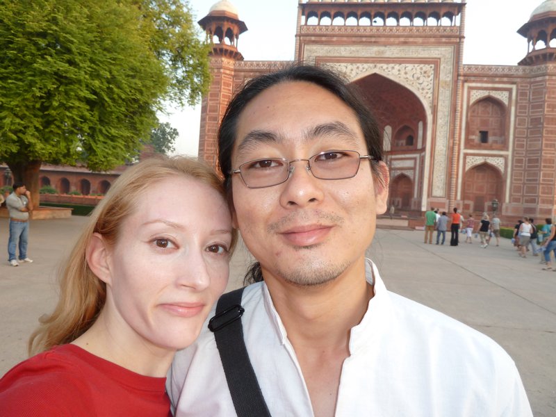 Jennifer and Clement at Gateway to Taj Mahal