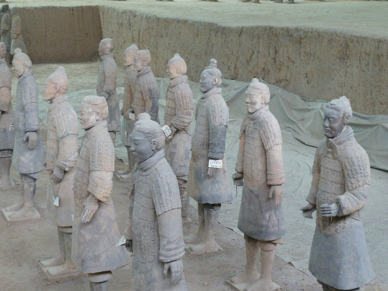 Recently repaired terracotta soldiers