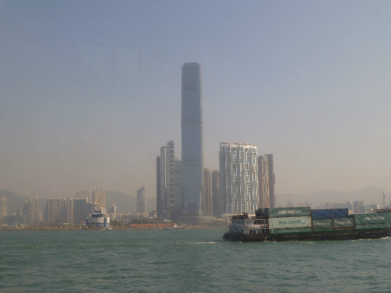 Hong Kong skyline and barge