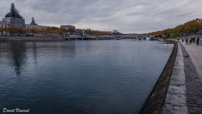 Walking along the bank of the Rhone