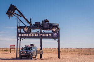 Obligatory photo of my car at the Coober Pedy sign