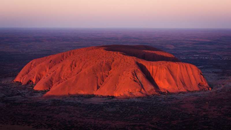 Uluru from the air at sunset