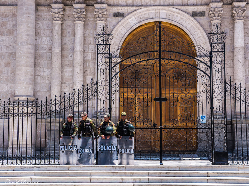 Riot Police guarding the Cathedral