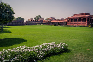 The lawn in the first courtyard