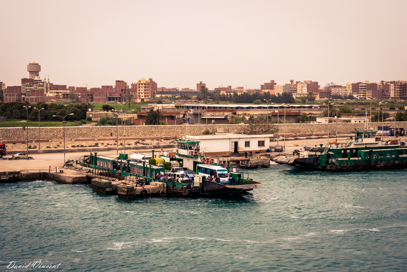Ferry waiting to cross the Suez Canal