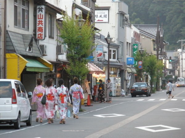 Yukata-Clad Girls in Main Street