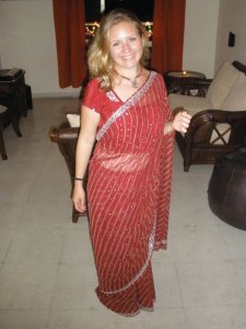 Pen in a Sari for the Diwali Party