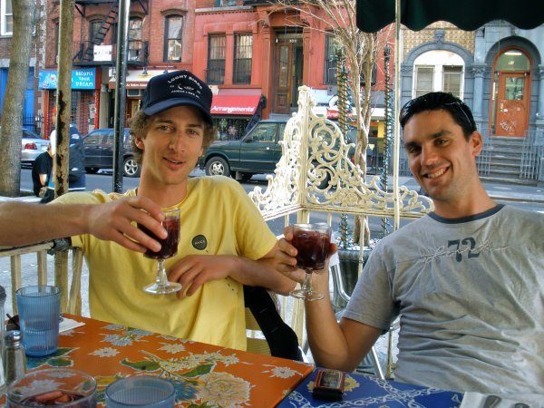 Scooter and Dave Sipping Sangria in St. Marks Place