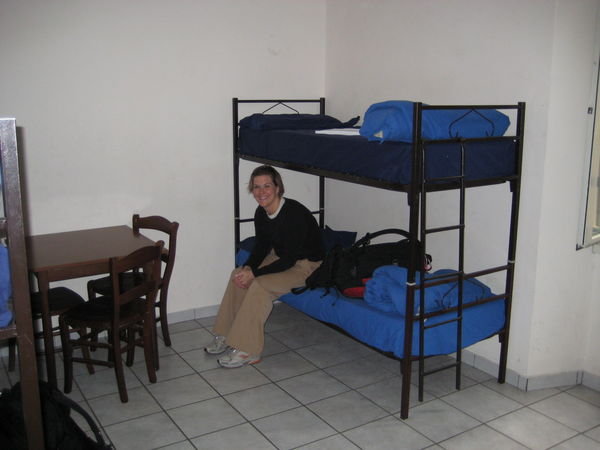 Lyndsay's first night in a hostel
