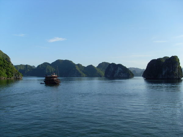 Our first sight of Halong Bay...
