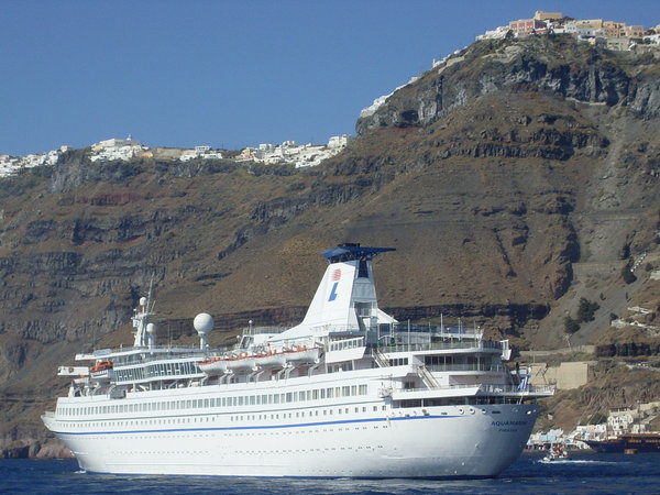 Our Cruise Ship docked at Santorini