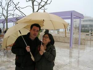 the Getty museum on a very wet day