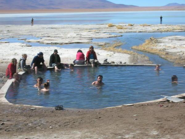 Welcome dip in a hot spring...
