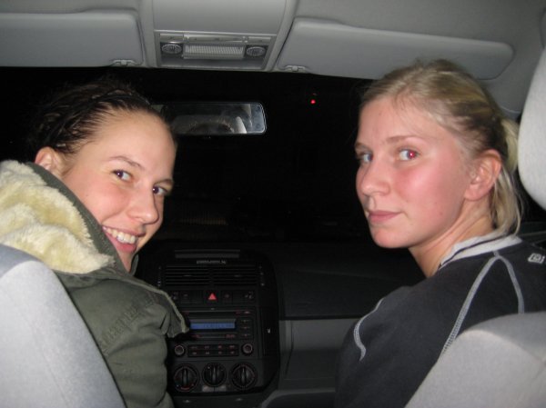 Josephine and Stina driving us home