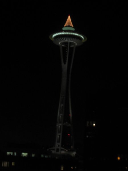 space needle at night