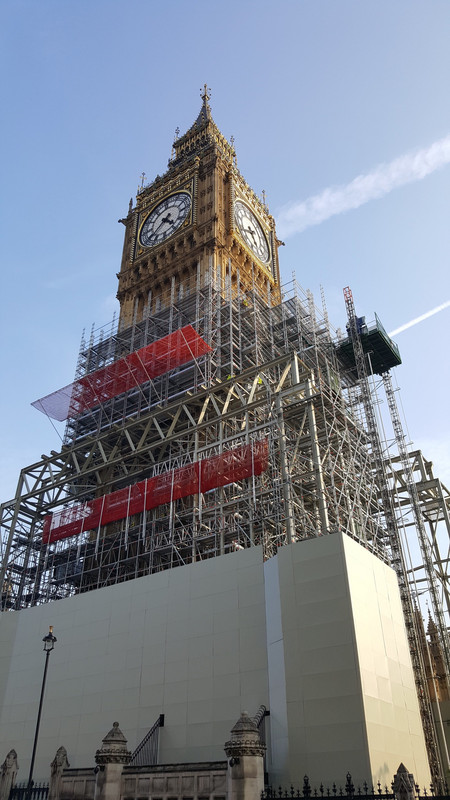Big Ben covered in scaffolding 