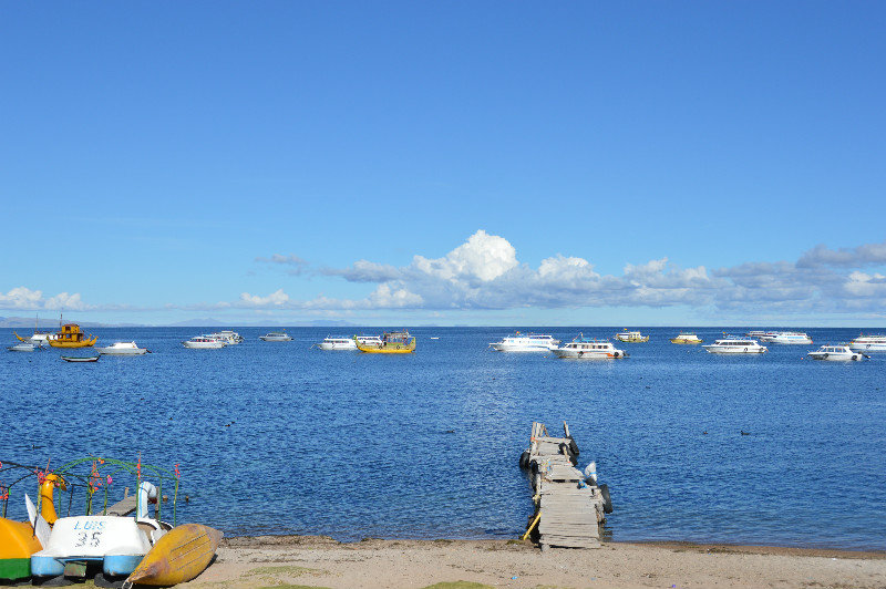 Boats on Lake Titicaca