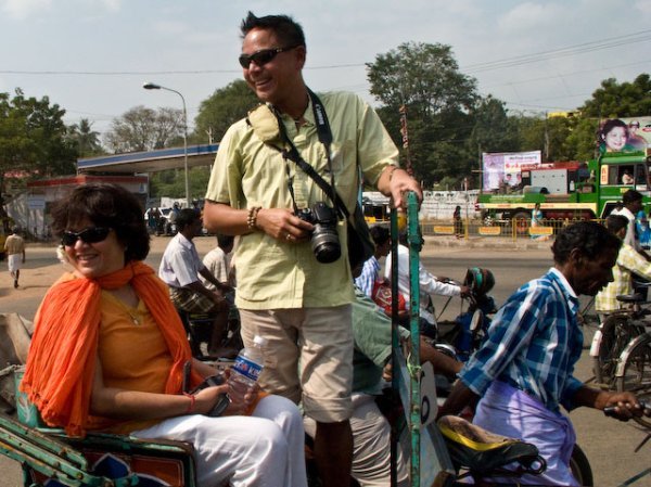 Chindi and Nathan on rickshaw