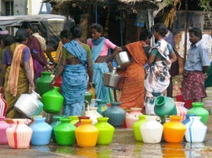 women at village water