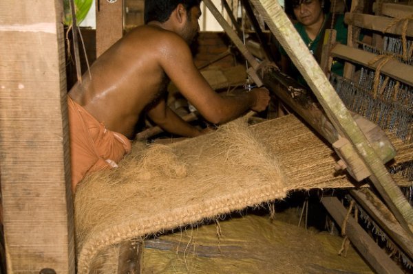 coir (coconut) mat weaving
