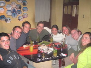 In the "Extreme Fun Pub" in Uyuni - Nico, Max, Max, Romain, Marie, me, Max & Cristina