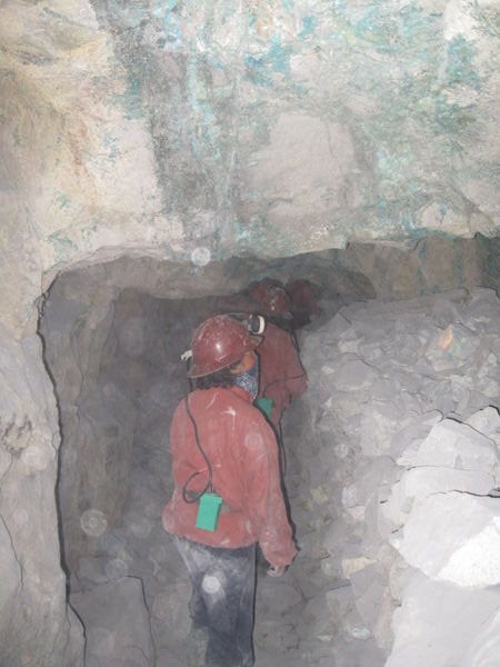 In the very claustrophobic mine!