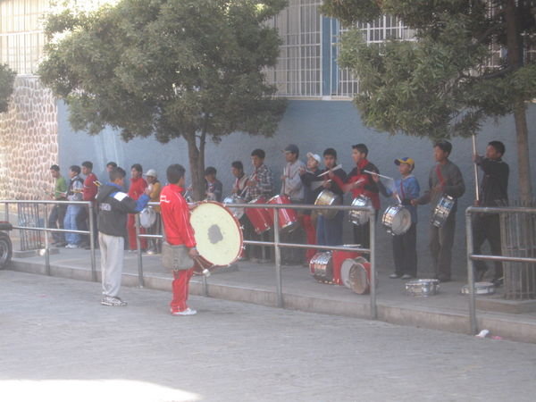 A Bolivian band playing in the street