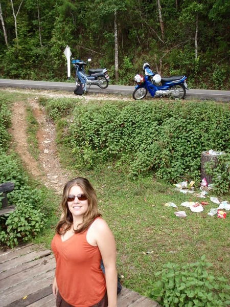 Claire with some motorbikes in the background