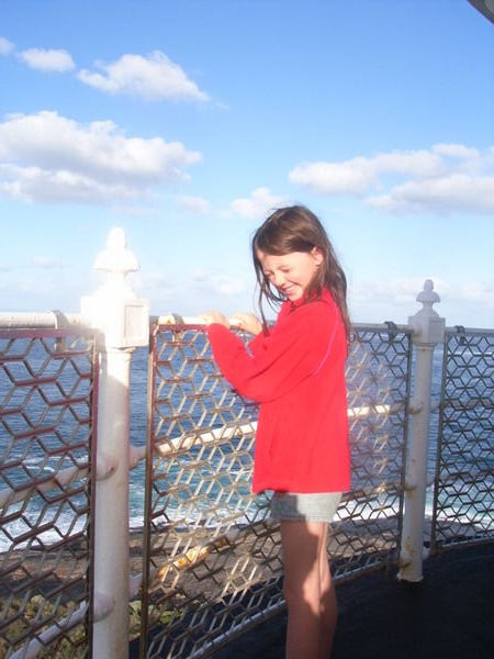 Chloe at top of lighthouse