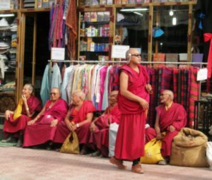 Monks on Main street in Leh