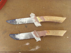 Our knives looking a little more like knives...