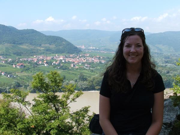 Me pausing in my hike to twelfth-century castle ruins overlooking the Danube
