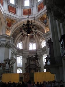 Inside Salzburger Dom (Cathedral) where we had mass