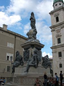 Statue of Mary outside of the Salzburger Dom (Cathedral)